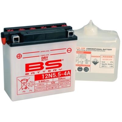Batterie BS BATTERY conventionnelle SANS pack acide - 12N5.5-4A  YAMAHA MT125/TDR/WR/YZF125/TZR125