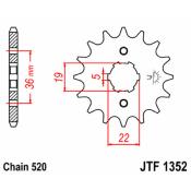 Pignon JT SPROCKETS acier standard 1352 - 520 - HONDA TRX250 ATC200X