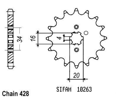 Pignon Dt 125 Lc1 1984-1987 - Tzr 80 Rr 96 - 428 - 15 Dents - Similaire JTF263 