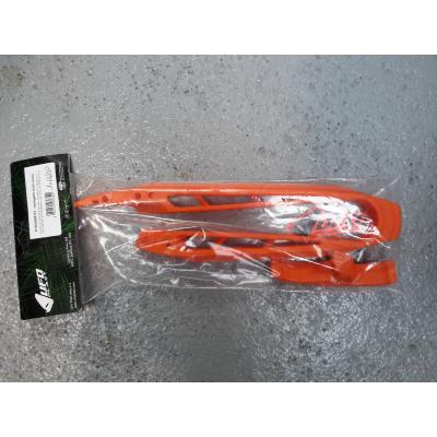 Kit patin de bras oscillant + patin de chaîne inférieur UFO orange KTM KT03096#127