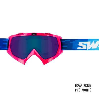 Masque cross SWAP'S PIXEL Rose + Ecran Iridium Bleu PRÉ-MONTÉ